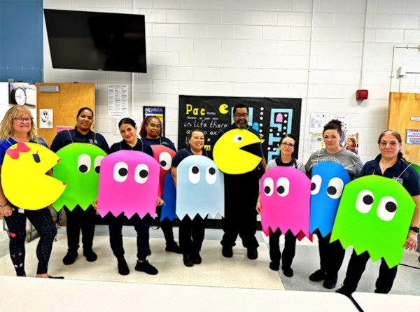 Eisenhower Elementary Cafeteria Staff has their game on! Leveling up in each game during National School Lunch Week!